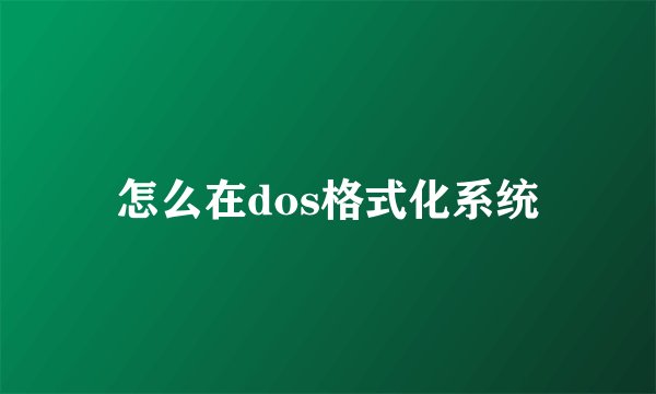 怎么在dos格式化系统