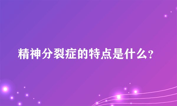 精神分裂症的特点是什么？