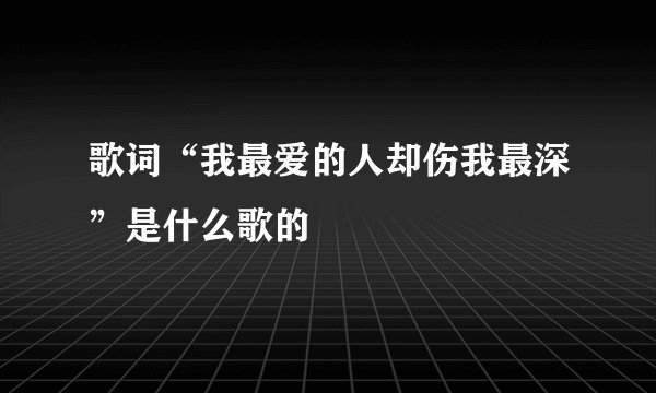 歌词“我最爱的人却伤我最深”是什么歌的
