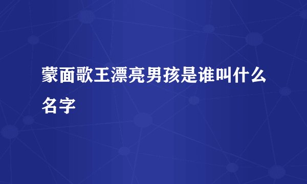 蒙面歌王漂亮男孩是谁叫什么名字