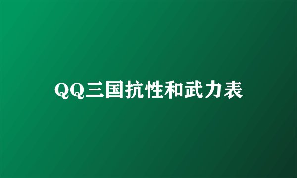 QQ三国抗性和武力表