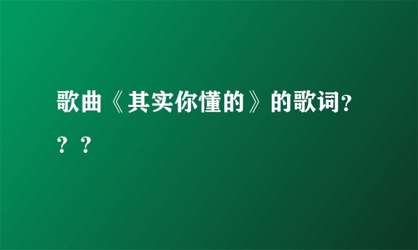 歌曲《其实你懂的》的歌词？？？
