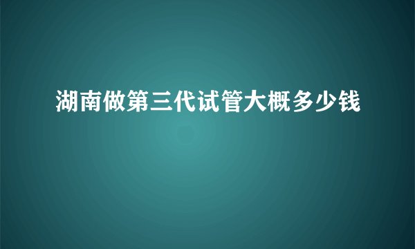 湖南做第三代试管大概多少钱