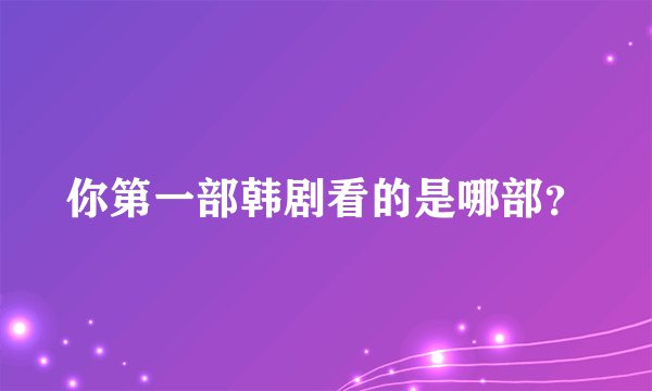 你第一部韩剧看的是哪部？
