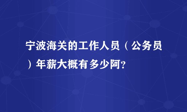 宁波海关的工作人员（公务员）年薪大概有多少阿？
