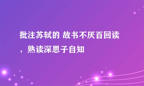 批注苏轼的 故书不厌百回读,熟读深思子自知