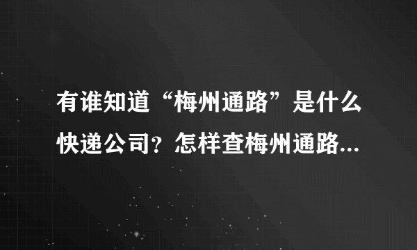 有谁知道“梅州通路”是什么快递公司？怎样查梅州通路快递单号？谢谢了