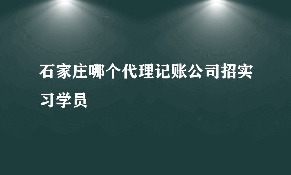 石家庄哪个代理记账公司招实习学员