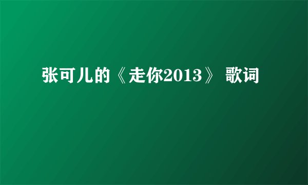 张可儿的《走你2013》 歌词