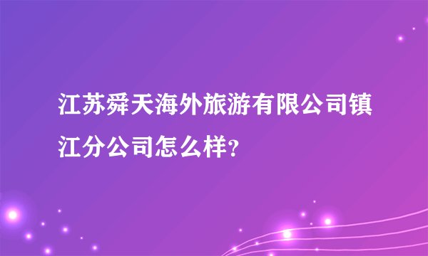 江苏舜天海外旅游有限公司镇江分公司怎么样？