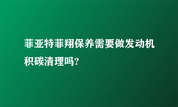 菲亚特菲翔保养需要做发动机积碳清理吗?