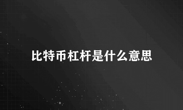 比特币杠杆是什么意思