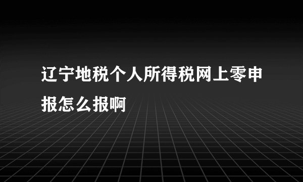 辽宁地税个人所得税网上零申报怎么报啊