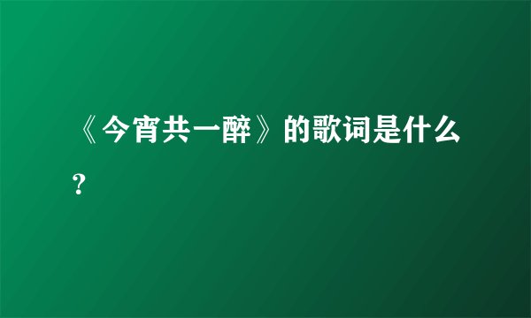 《今宵共一醉》的歌词是什么？