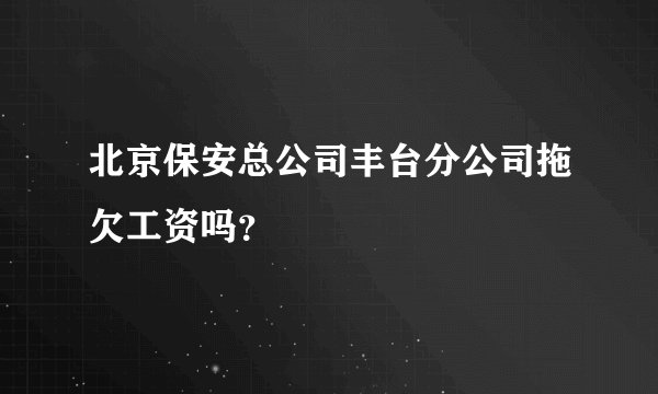 北京保安总公司丰台分公司拖欠工资吗？