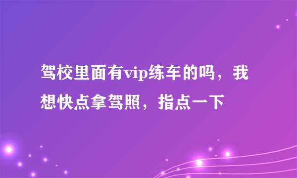 驾校里面有vip练车的吗，我想快点拿驾照，指点一下