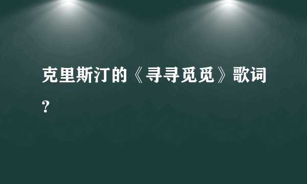 克里斯汀的《寻寻觅觅》歌词？