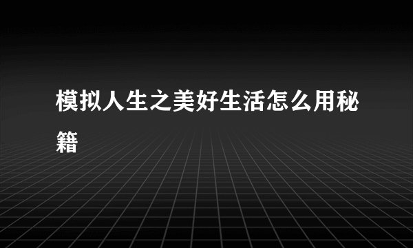 模拟人生之美好生活怎么用秘籍