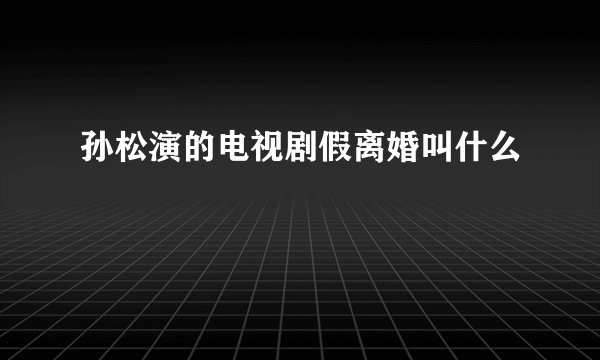 孙松演的电视剧假离婚叫什么