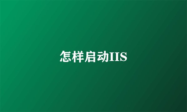 怎样启动IIS