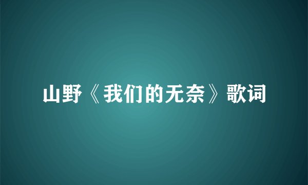 山野《我们的无奈》歌词