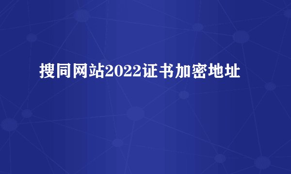 搜同网站2022证书加密地址