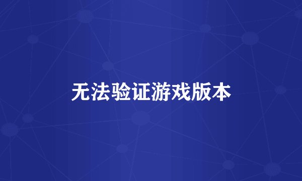 无法验证游戏版本