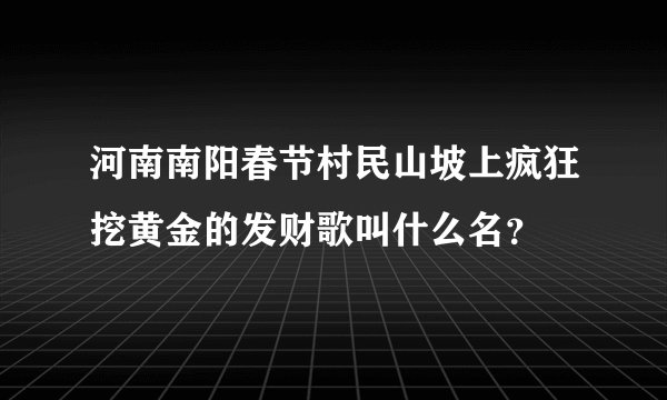 河南南阳春节村民山坡上疯狂挖黄金的发财歌叫什么名？