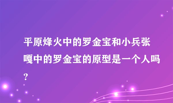 平原烽火中的罗金宝和小兵张嘎中的罗金宝的原型是一个人吗？