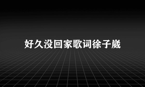 好久没回家歌词徐子崴
