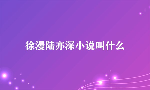 徐漫陆亦深小说叫什么
