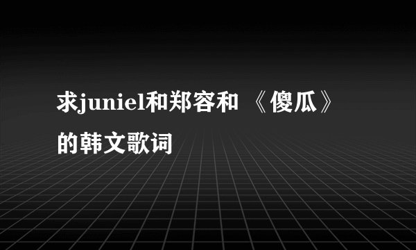 求juniel和郑容和 《傻瓜》 的韩文歌词