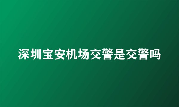 深圳宝安机场交警是交警吗