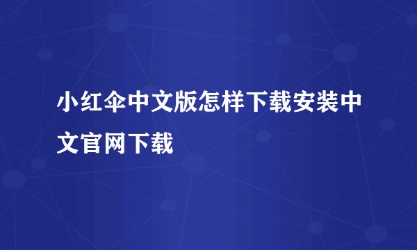 小红伞中文版怎样下载安装中文官网下载
