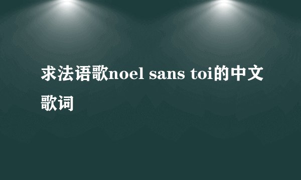 求法语歌noel sans toi的中文歌词