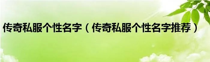 传奇私服个性名字(传奇私服个性名字推荐)