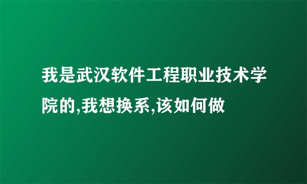 我是武汉软件工程职业技术学院的,我想换系,该如何做