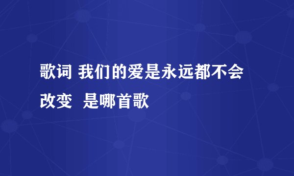 歌词 我们的爱是永远都不会改变  是哪首歌