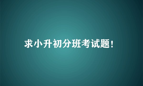 求小升初分班考试题！
