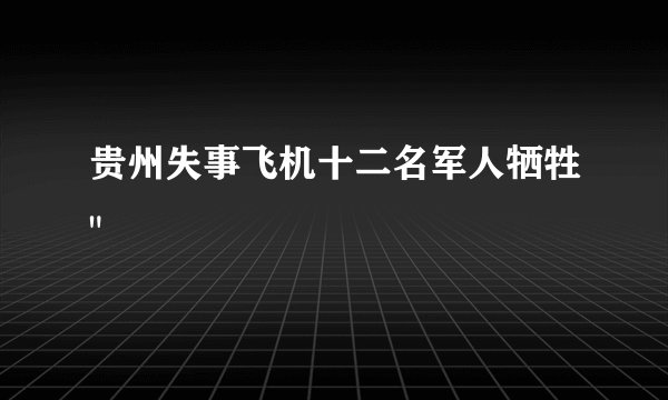 贵州失事飞机十二名军人牺牲