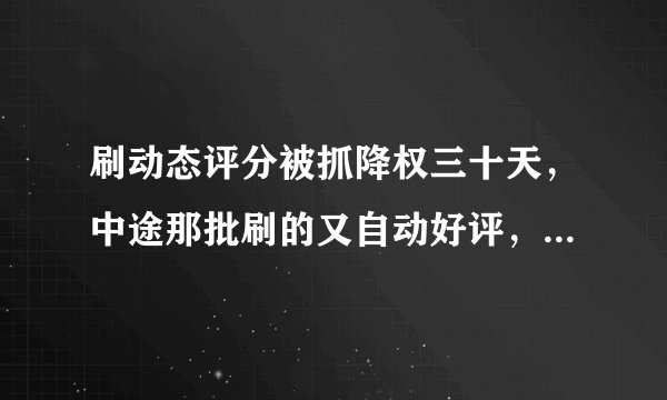 刷动态评分被抓降权三十天,中途那批刷的又自动好评,并软件回评,一下信誉高了两千点,会再被处罚封店吗