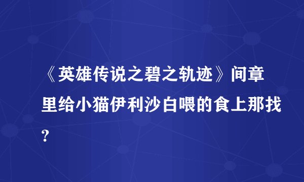 《英雄传说之碧之轨迹》间章里给小猫伊利沙白喂的食上那找?