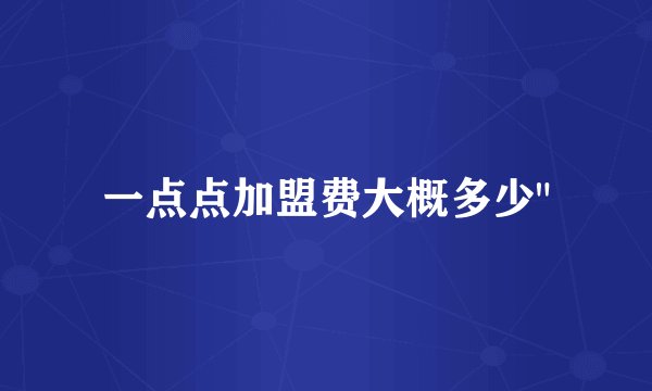 一点点加盟费大概多少