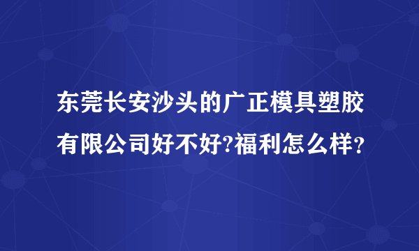 东莞长安沙头的广正模具塑胶有限公司好不好?福利怎么样？