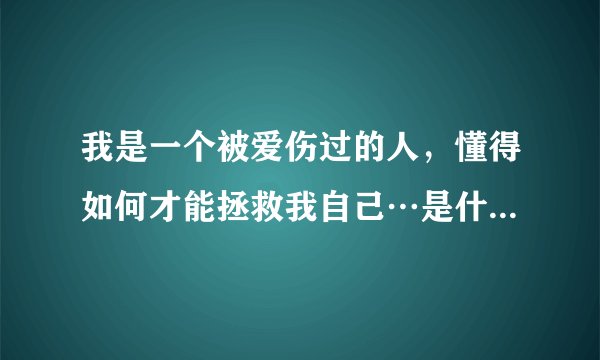 我是一个被爱伤过的人，懂得如何才能拯救我自己…是什么歌名？
