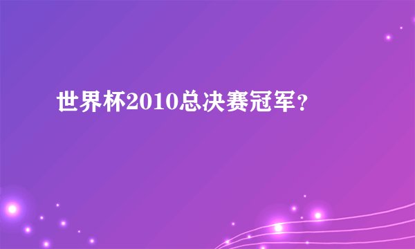世界杯2010总决赛冠军？