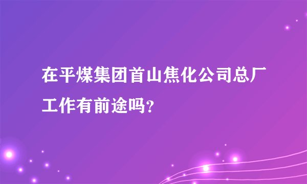 在平煤集团首山焦化公司总厂工作有前途吗?