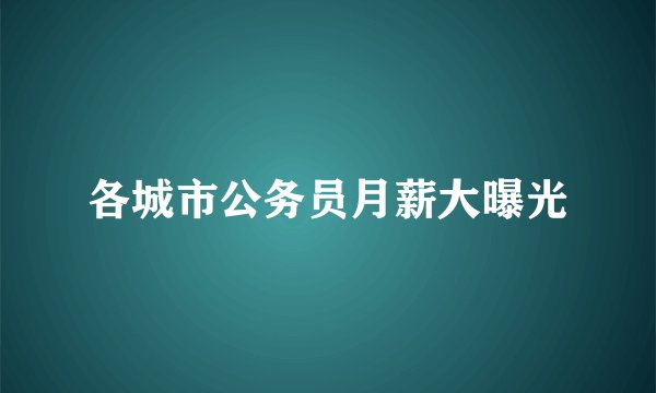 各城市公务员月薪大曝光