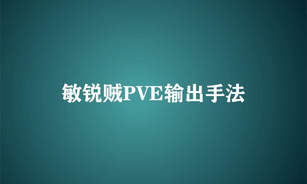 敏锐贼PVE输出手法