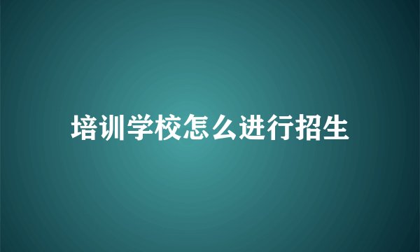 培训学校怎么进行招生